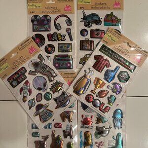 Puffy Stickers - Metalic - Six Sets (Space, Sports, Llamas, Vacation, 80s) (NEW!